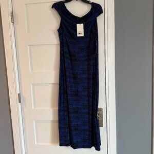 Saint + Sofia midaxi dress in navy and black